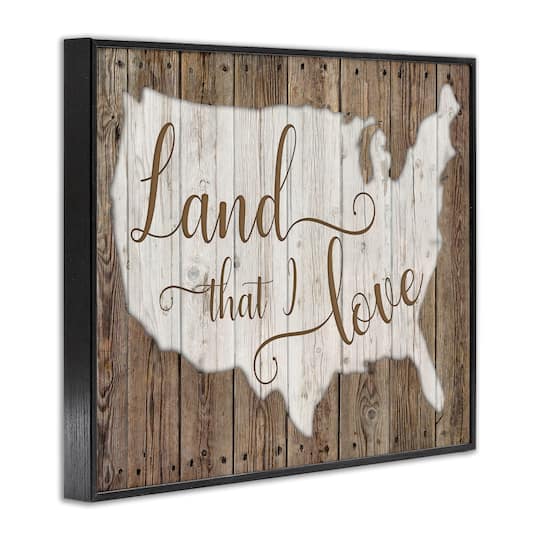 Stupell Industries Land I Love United States Map Rustic Background Framed Giclee Art